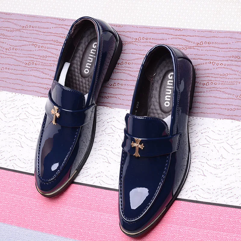 

Leisure Shoes British Business Men Luxury brand PU Leather Fashion Men Business Dress Loafers Pointy Black Shoes Oxford Wedding