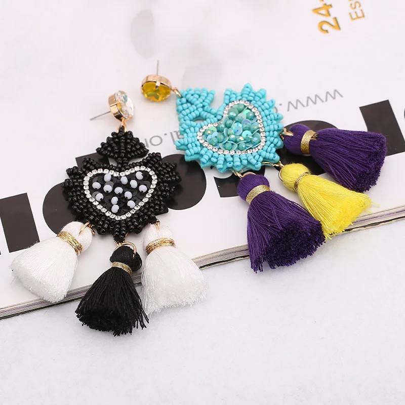 Bohemian Women Eyes Fringed Drop Earrings for Women Mix Color Brand Design Wedding Tassel Earrings Jewelry Gift Bijoux Oorbellen gifts
