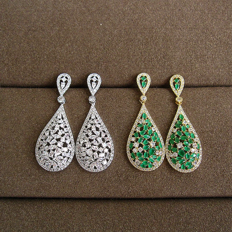 

Fashion AAA cubic zirconia colorful raindrop earrings,women's accessaries,EC011