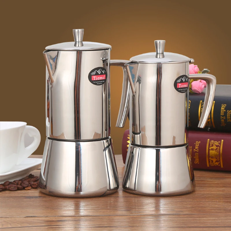 Kopen Koffie Pot 200 ML 300 ML Mokka Pot 304 # Rvs Koffiezetapparaat Keuken Koffie Percolator Mokka Pot drinken Waterkoker