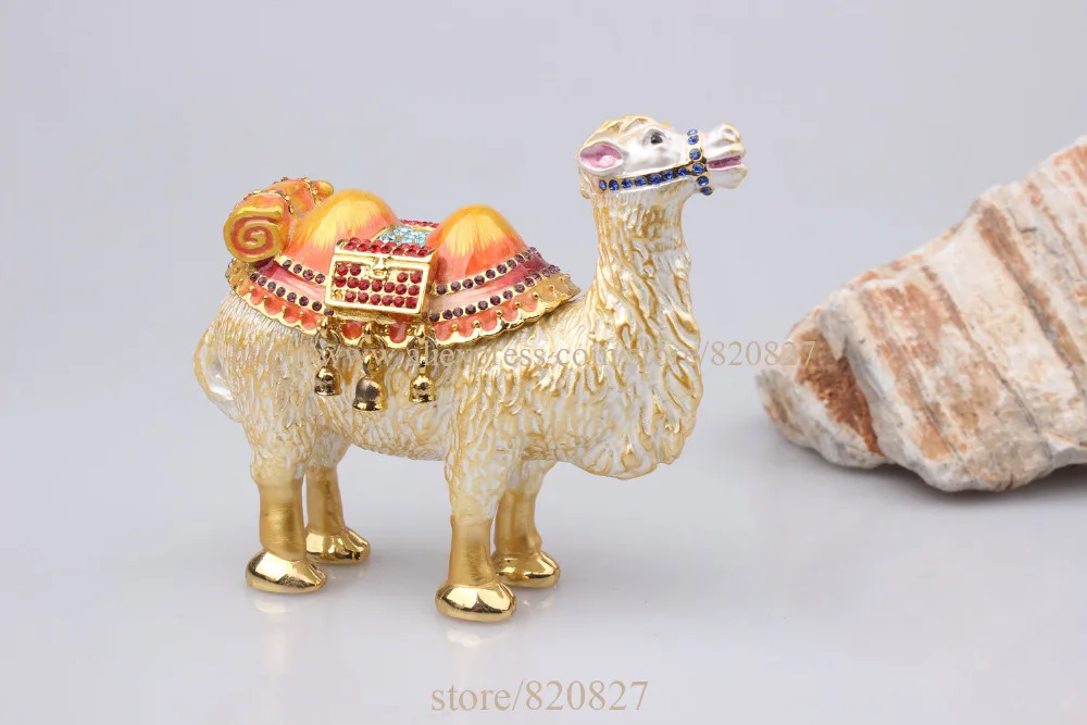 Camel standing box Enamel Figurine with Crystals Trinket Pill Jewelry box Pewter Camal Display craft display boxes