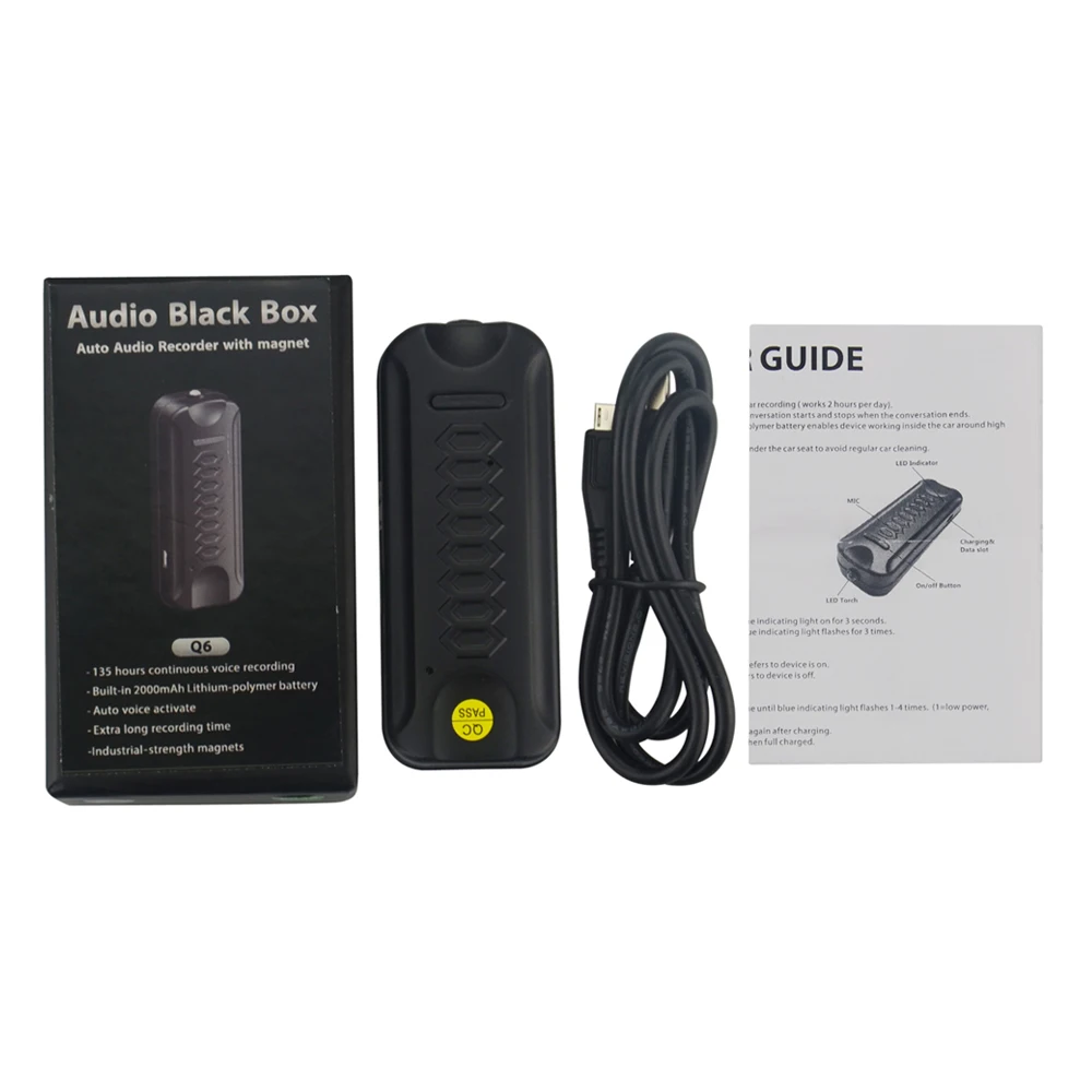 Голос Регистраторы Q6 с 2000 мАч перезаряжаемый аккумулятор с светодио дный фонариком встроенный 8 г SD карты mini размер голосового мониторинга устройства