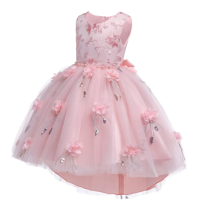 

Kids Dresses For Girls Elegant Embroidery Princess Dress 2019 Summer Children Evening Party Dress Flower Girls Wedding Dress