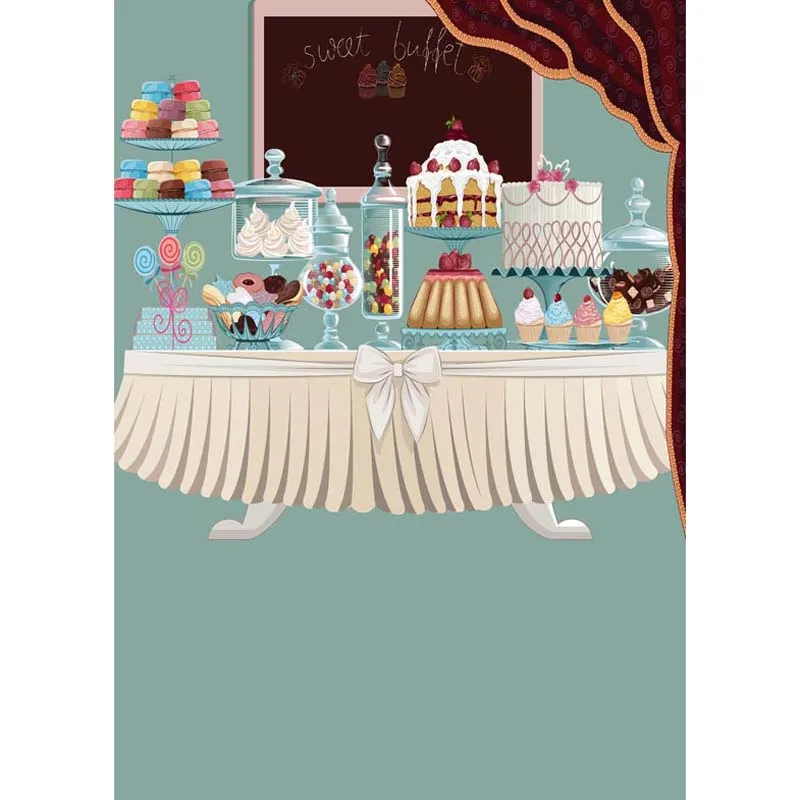 

Birthday party foods picture backdrop home celebration photography backdrop for photo studio props photography background