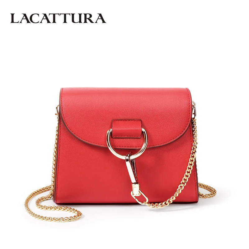 LACATTURA Women Messenger Bags Summer Leather Handbag Chain Flap Mini