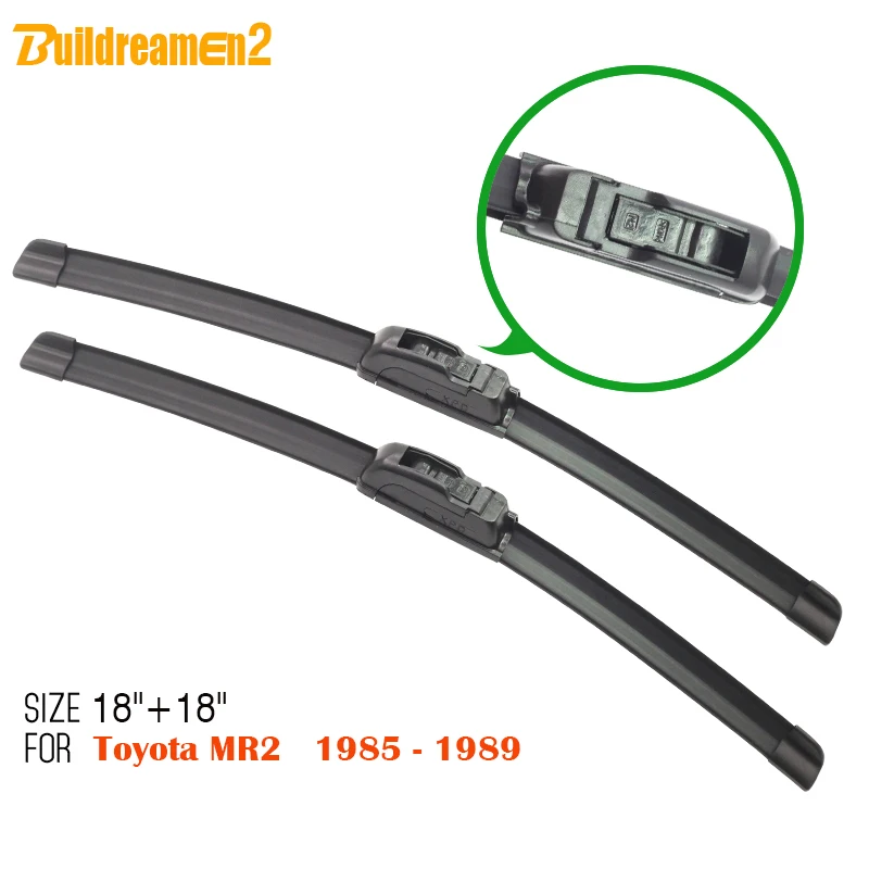 Buildreamen2 1 Pair Car Soft Rubber Windshield Wiper For Toyota MR2 1985 1989 Auto Bracketless