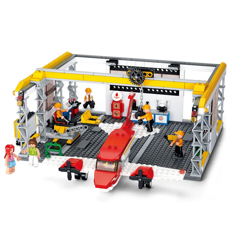 

599Pcs Aviation City Small Aircraft Repair Shop Maintenance Platform Building Blocks Compatible Legoings Action Figure Gifs