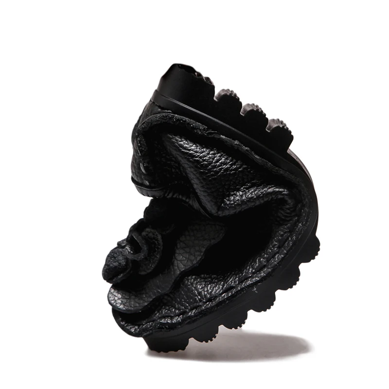 Ethnic Women Loafers Genuine Split Leather Flat Heels Flower Round Toe Soft Solid Sandals Platform Ladies Shoes Zapatos De Mujer bridal slingbacks