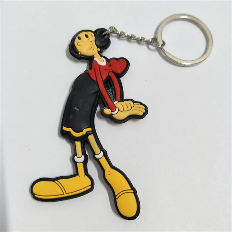 Popeye the Sailor Figures Toys Movie Cartoon Olive Oyl Bobbi PVC Keychain Keyring Key Bag Pendant Dolls 10pcslot (7)