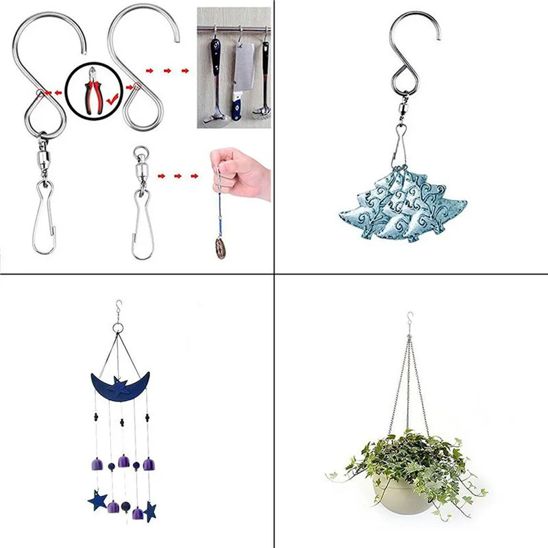 Spinning Swivel S Hooks For LED Solar Color Changing Wind Chimes S