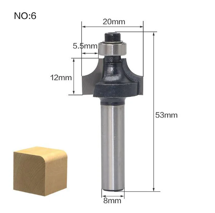 Высокое качество 1 шт. 8 мм хвостовик круглый над деревом фрезы деревообрабатывающий инструмент Концевая мельница с подшипником Фрезерный резак угловой круглый над бит