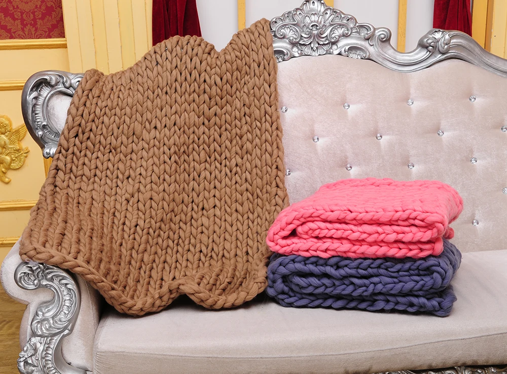Большое мягкое вязаное одеяло ручной работы, пледы для зимней кровати, дивана, плоского толстого вязания, 16 видов цветов покрывало для дивана, одеяла