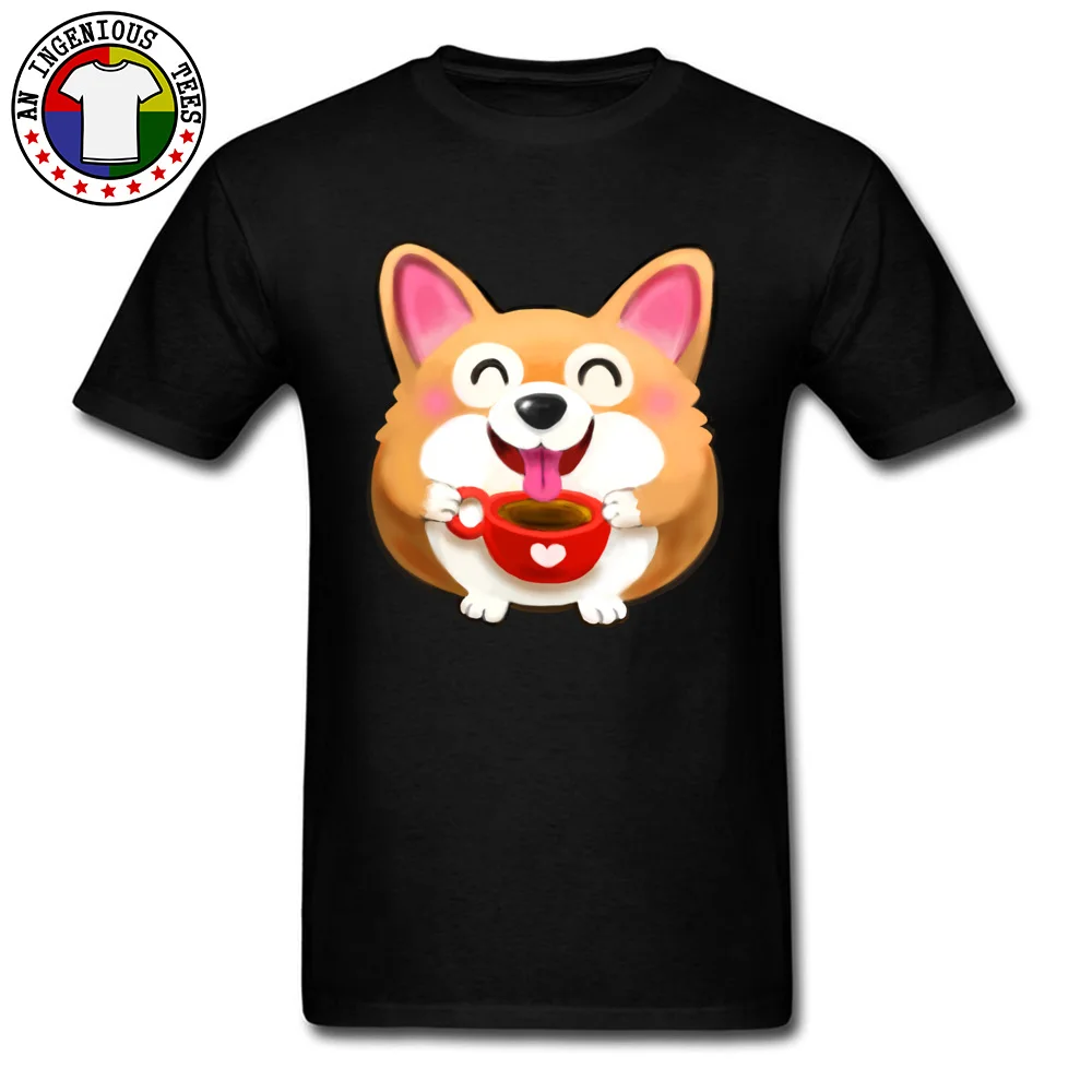 Tees Corgi Love NEW YEAR DAY Coupons Summer Short Sleeve 100% Cotton Round Collar Men T Shirt Summer Tee-Shirts Corgi Love black