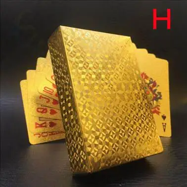 Евро долларов США водонепроницаемый удача игральные карты золотой фольги Покер Золотой Дубай покер карты 24K покрытием покер настольные игры - Цвет: H