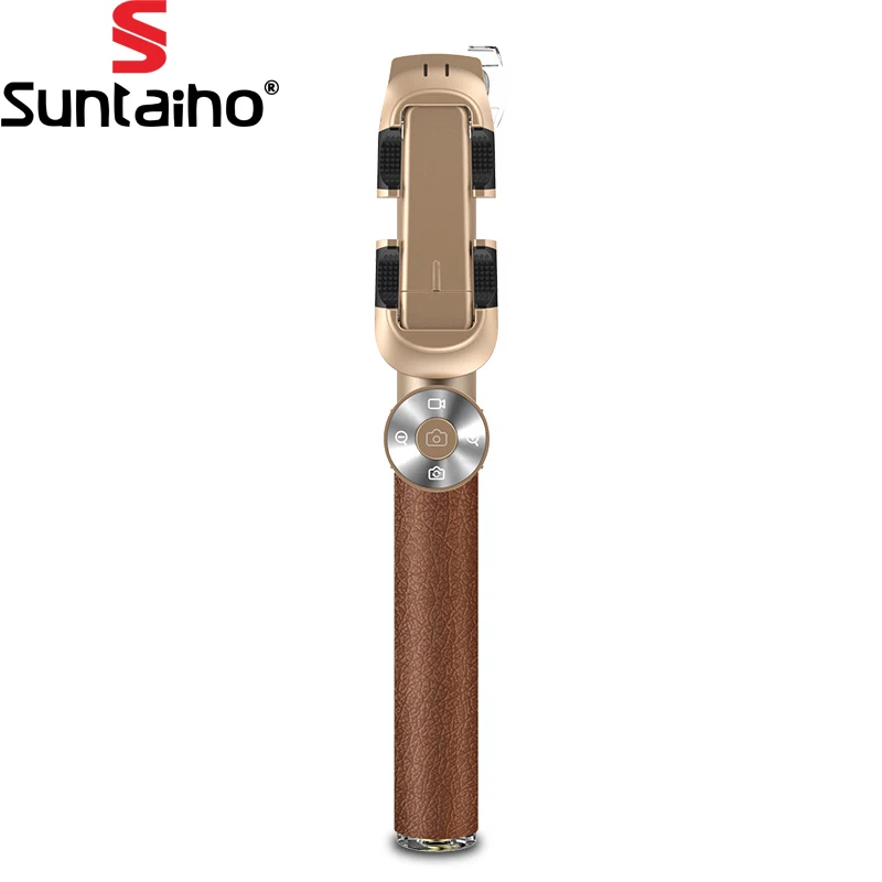2016 New Luxury Extendable Selfie Stick Leather Folding Bluetooth Monopod palo Selfies Tripod For iPhone 7