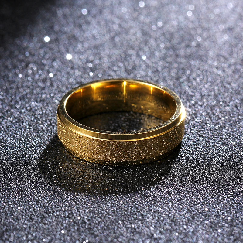 

6mm Gold Color Titanium Steel Ring For Men and Women