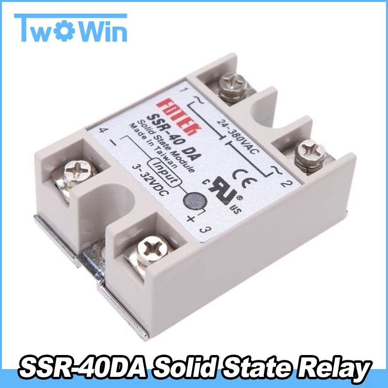 

1PCS SSR-40DA Solid State Relay Single Phase Semi-Conductor Relay Input 3-32V DC Output 24-380V AC