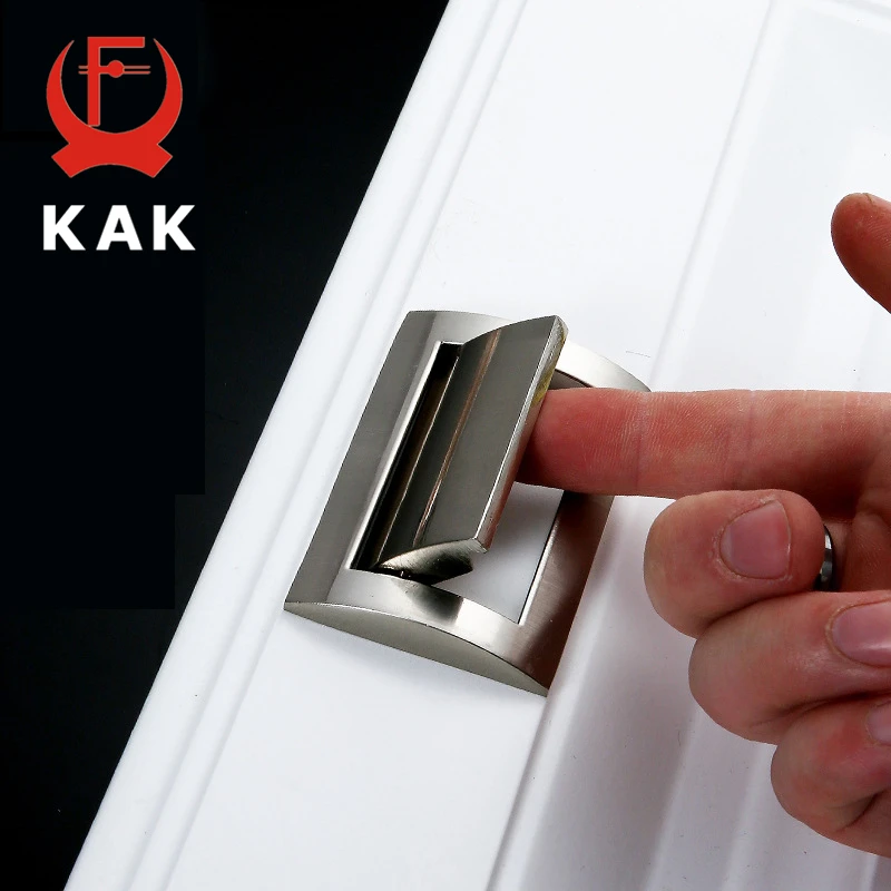 Furniture Handles KAK Tatami Hidden Door Handles Zinc Alloy Recessed Flush Pull Cover Floor Cabinet Silver Black Hardware
