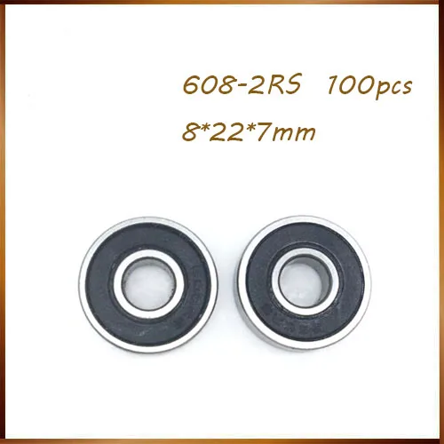 100 шт. 608-2RS 608RS 608 2RS ABEC-7 8 мм x 22 7 черная двойная резиновая уплотнительная крышка