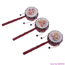 Пластиковый мультяшный Китайский традиционный крутящийся погремушка барабан ручной Колокольчик детские музыкальные игрушки