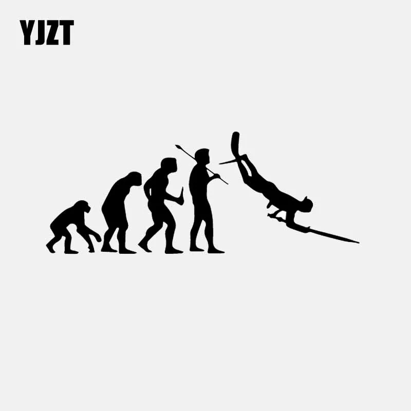 

YJZT 17.5CM*6.8CM Vinyl Decal Car Sticker Evolution Spearfishing Spear Fish Scuba Dive Diving Fishing Black/Silver C24-0950