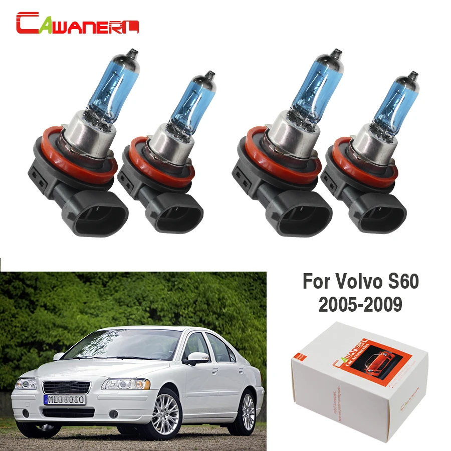 

Cawanerl For Volvo S60 2005-2009 100W H9 H11 Car Styling Halogen Bulb Headlight Light High Low Beam 12V High Bright 4 Pieces