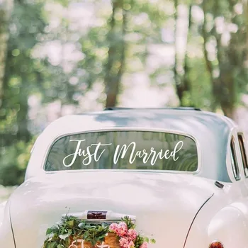 

Just Married Car Wedding Decorations Rustic Beauty Wedding Car Sticker Art Decals Removable Self Adhesive Wall Decals W376