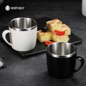 

WORTHBUY Creative Kids Water Mug 304 Stainless Steel Tea Coffee Mug For Children Water Cup With Handle Kitchen Drinkware