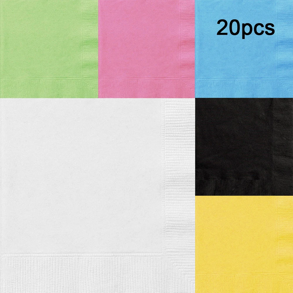20pc/Bag Disposable Party Napkin 6 Plain Solid Colours Birthday Tableware Paper for All Festival Parties | Дом и сад