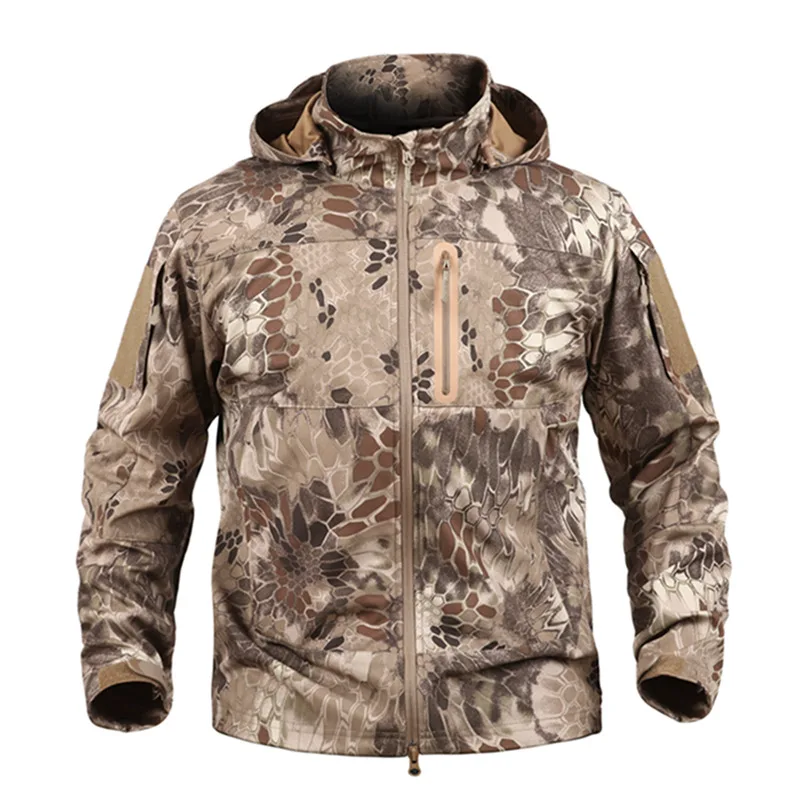 Верхняя одежда военная куртка тактическая армейская камуфляжная ветровка пальто мягкая оболочка куртки Мужская водонепроницаемая ветрозащитная весенняя одежда - Цвет: Sand python