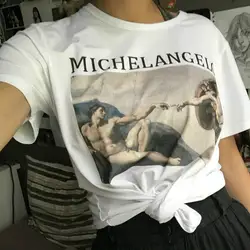 Fashionshow-JF Michelangelo Cappella Sistina Арт Принт белая футболка унисекс женская винтажная графическая футболка гранж эстетика Топ