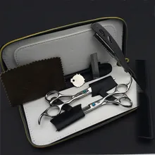 Smith chu Professional Hairdressing Scissors set 62HRC Straight & Thinning cutting with comb, clothes ,oil free shipping