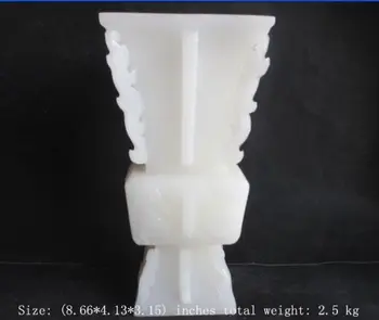 

8.66 inch / Elaborate 100% of Afghanistan white jade carved square dragon vase