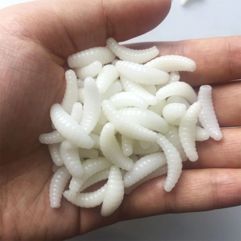 

50pcs worm bait 2cm/0.3g Silicone Fishing Lure Artificial Bait Carp Fishing Ocean Fish