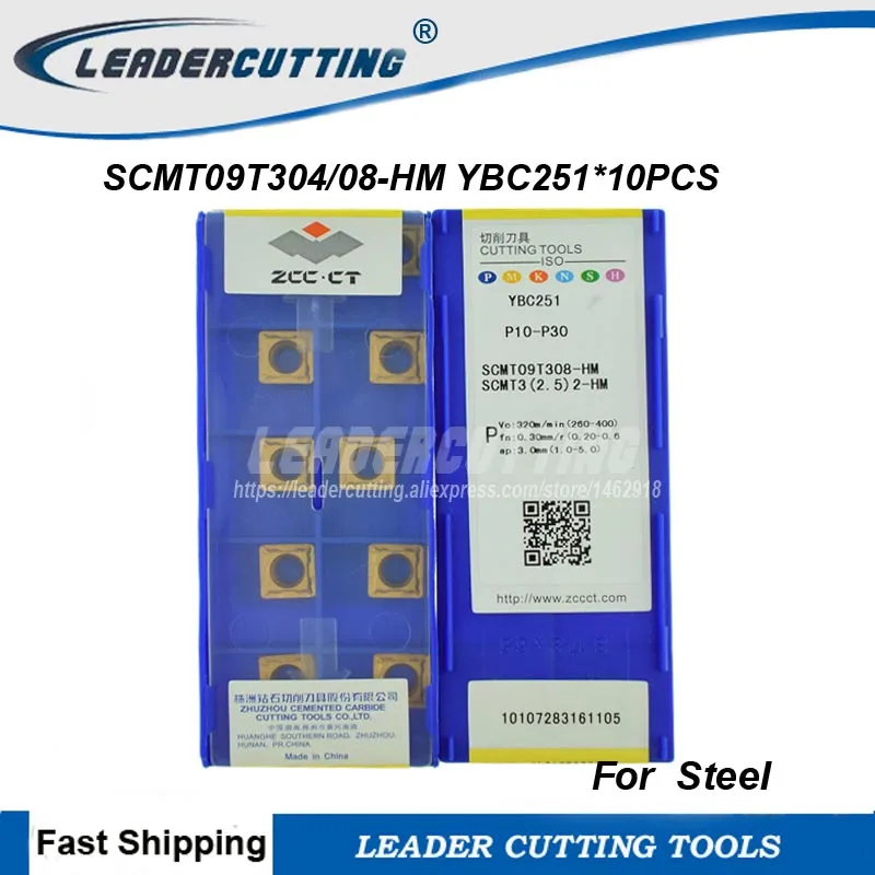

SCMT09T304 SCMT09T308-HM YBC251 YBC252*10pcs ZCCCT Turning Inserts,Cutting blade for Holder SSSCR/SSDCN,Turning tip for Steel