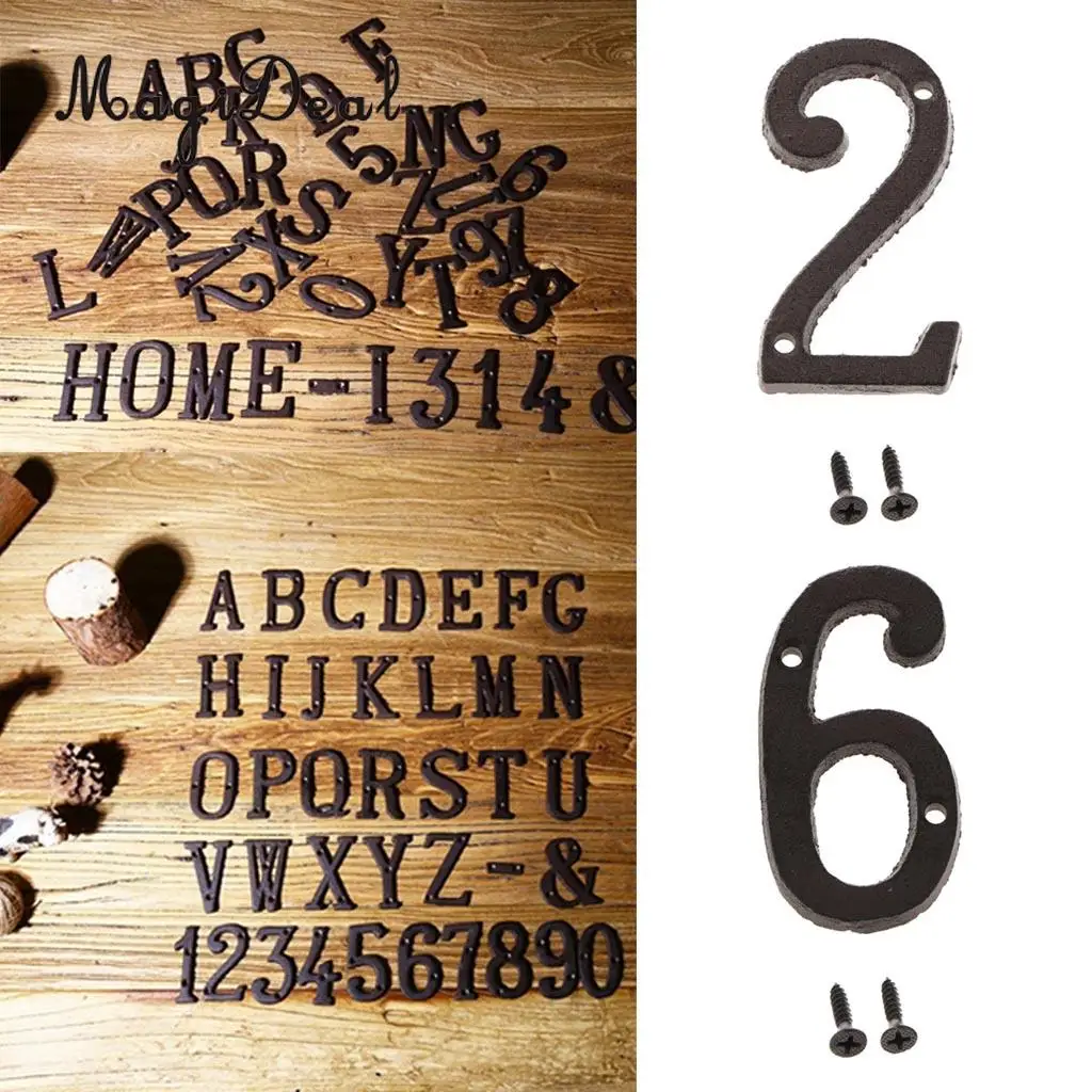 2pcs Cast Wrought Iron House Office Door Number Signs Plaque Country