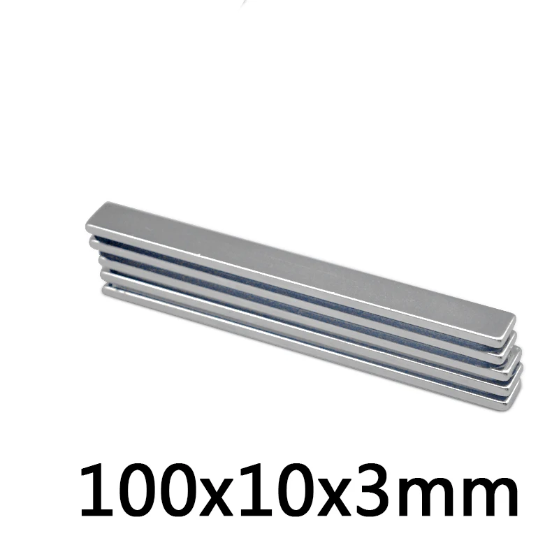 2 шт./лот N35 прямоугольный магнит 100*10*3 мм супер сильный неодимовый магнит 100 мм X 10 мм X 3 мм NdFeB магниты
