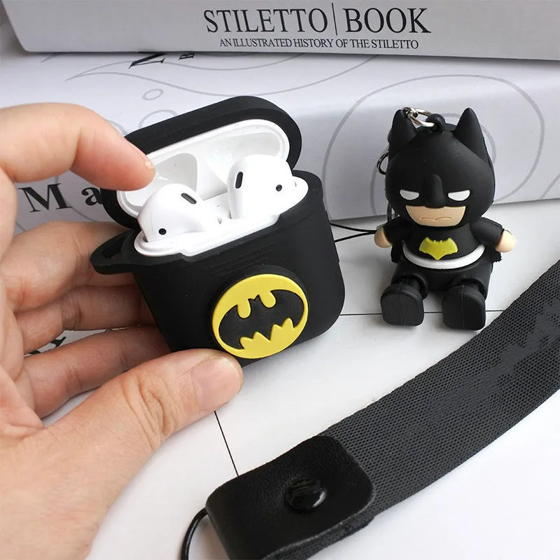 

Wireless Bluetooth Headset Storage Box For Apple Airpods Case Protective Cover Street Card Batman Silicone Box Anti-fall Package