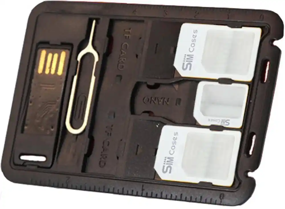 Generic 5 in 1 Universal Mini SIM Card Adapter Storage Case Kits for Nano Micro SIM Card Memory Card Holder Reader Case Cover Connector