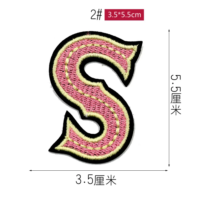 JOD персонализированные буквы одежда нашивки алфавит вышитые наклейки куртка платье Аппликация Украшение глажка применение бренд - Цвет: 2 S