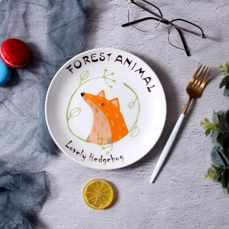 Творческий Nordic стейк тарелка мультфильм милые животные завтрак Тарелка Фруктовый торт десерт паста дома кухонные принадлежности - Цвет: 1