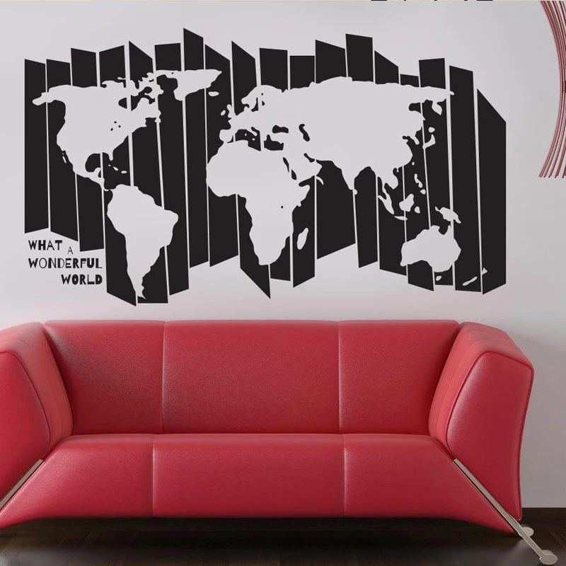 Novelty Stencil World Map Fashion Pattern Wall Stickers for Bedroom Decoration for Home Vinyl Wall Decals Living Room Art L424