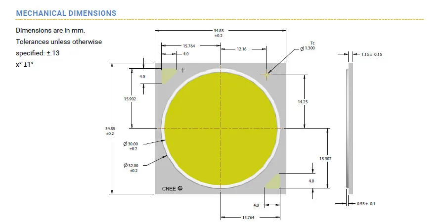 10 шт./лот, Cree COB CXB3590 led CXB 3590 3500K CD top Bin 80 CRI 36V