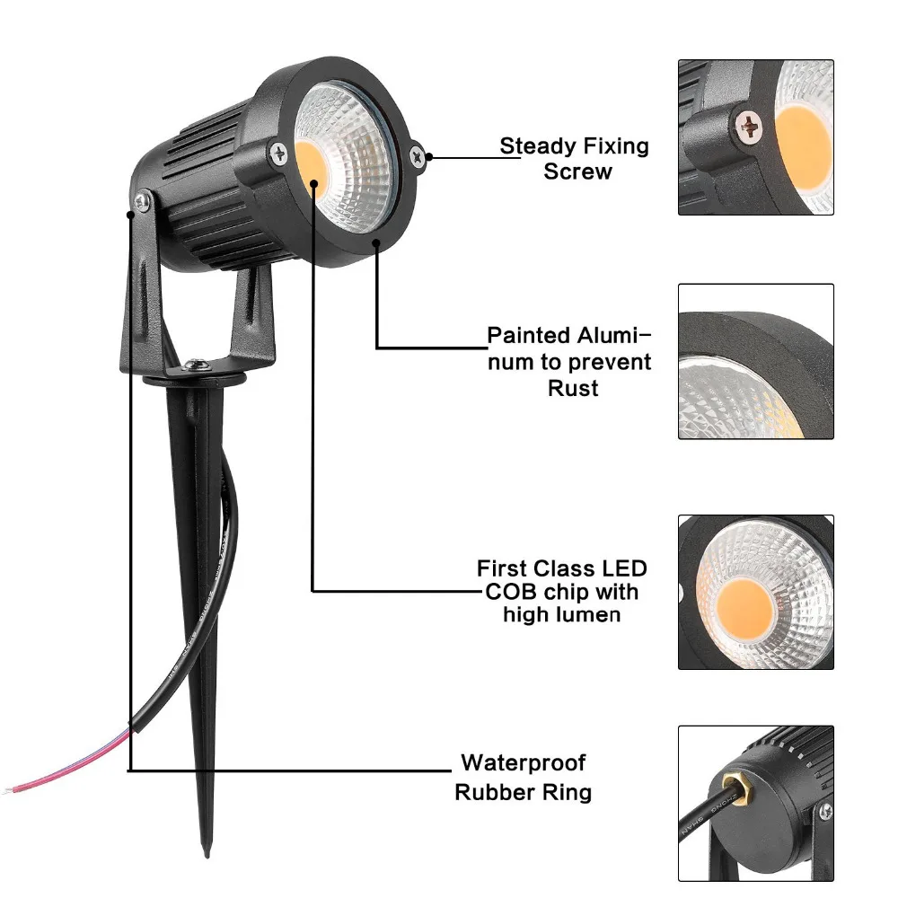 Holofotes ao ar Livre com Pico Luzes Led Paisagem 12 v Waterproof Jardim Caminho Paredes Árvores Bandeiras Lâmpadas Gramado 4 Pçs 5 w 9 Luminárias gramado