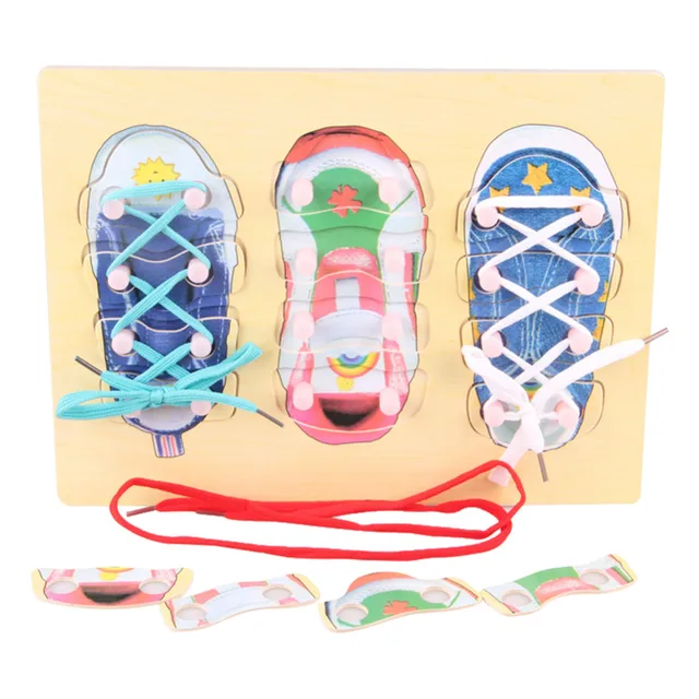 tie lace diy to Shoe Shoe DIY Wooden Toys Tie Threading Board Lace your Learn Board Peg Early Tying Puzzle