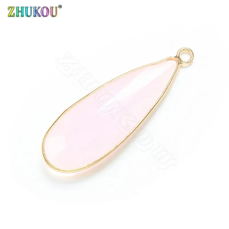 ZHUKOU 14x43 мм изысканный градиентный стеклянный кулон латунные подвески для DIY ожерелье аксессуары для изготовления ювелирных изделий Модель: VD402