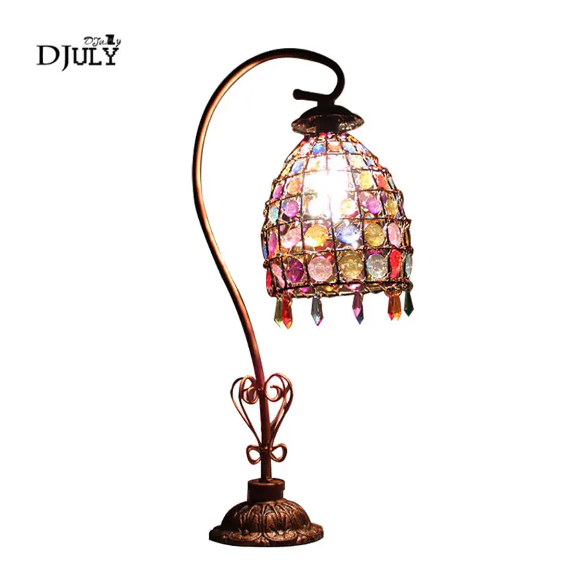 art deco Nepal Beading retro table lamp for country bar coffee store dining room creative bedroom bedside led night light | Лампы и