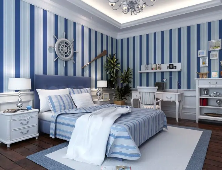 Mediterranean Living Rooms Striped Wallpapers Vertical Stripes