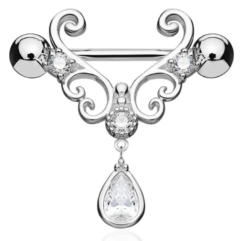 1pcs Heart Nipple Ring Water Drop Dangle Nipple Piercing Surgical Steel Body Jewelry Helix Piercing Earring 3 Colors