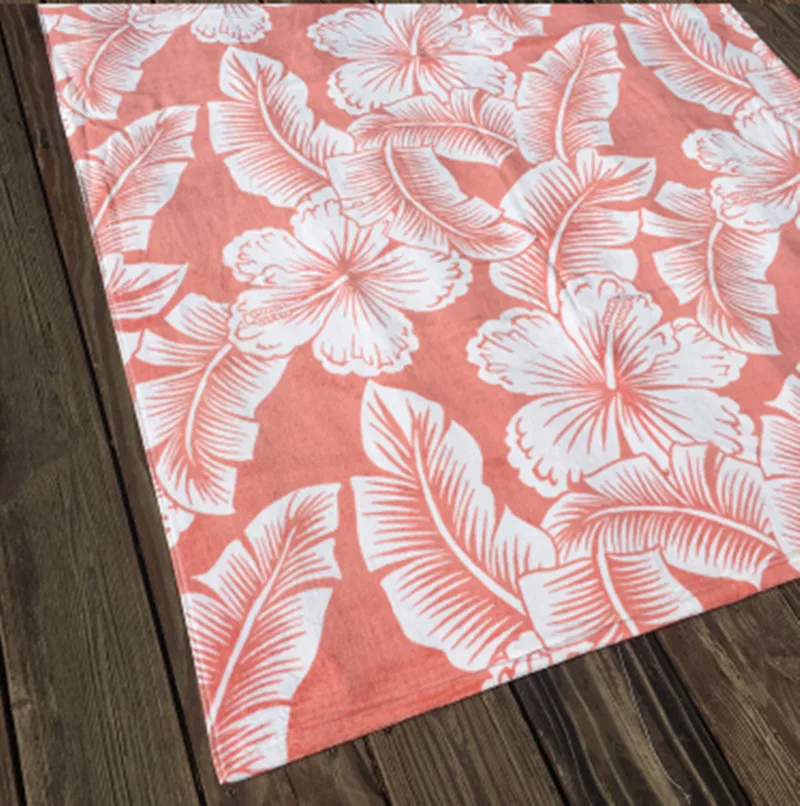 180X105cm big size beach towel European American wind reactive pink retro floral leaves print thicken pure cotton towels T267